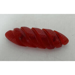 Carved Vintage Art Deco Bakelite Cherry Red Brooch Bar Pin 2.75" Tested